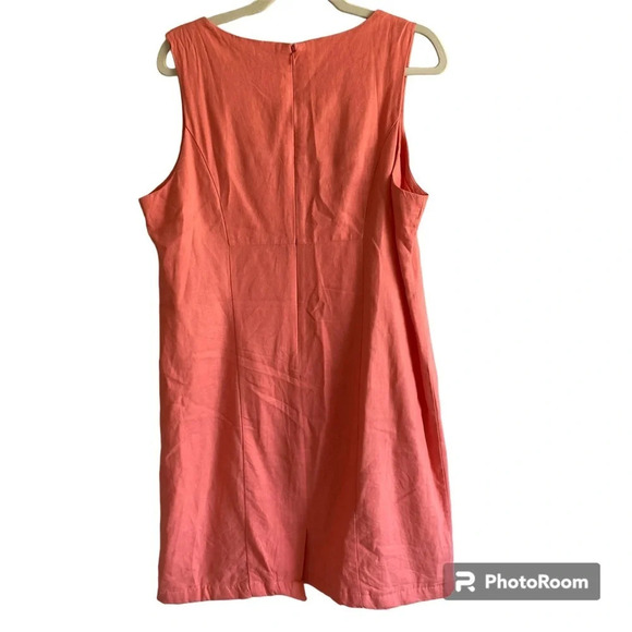 Chadwicks Linen Sleeveless Classy Classic Coral Dress Size 14 Petite - Picture 2 of 12